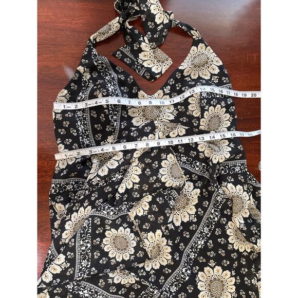 Robbie Bee Y2K Babydoll Halter Midi Dress Sz 14 Cottage Bohemian Hippie Floral - Picture 4 of 7